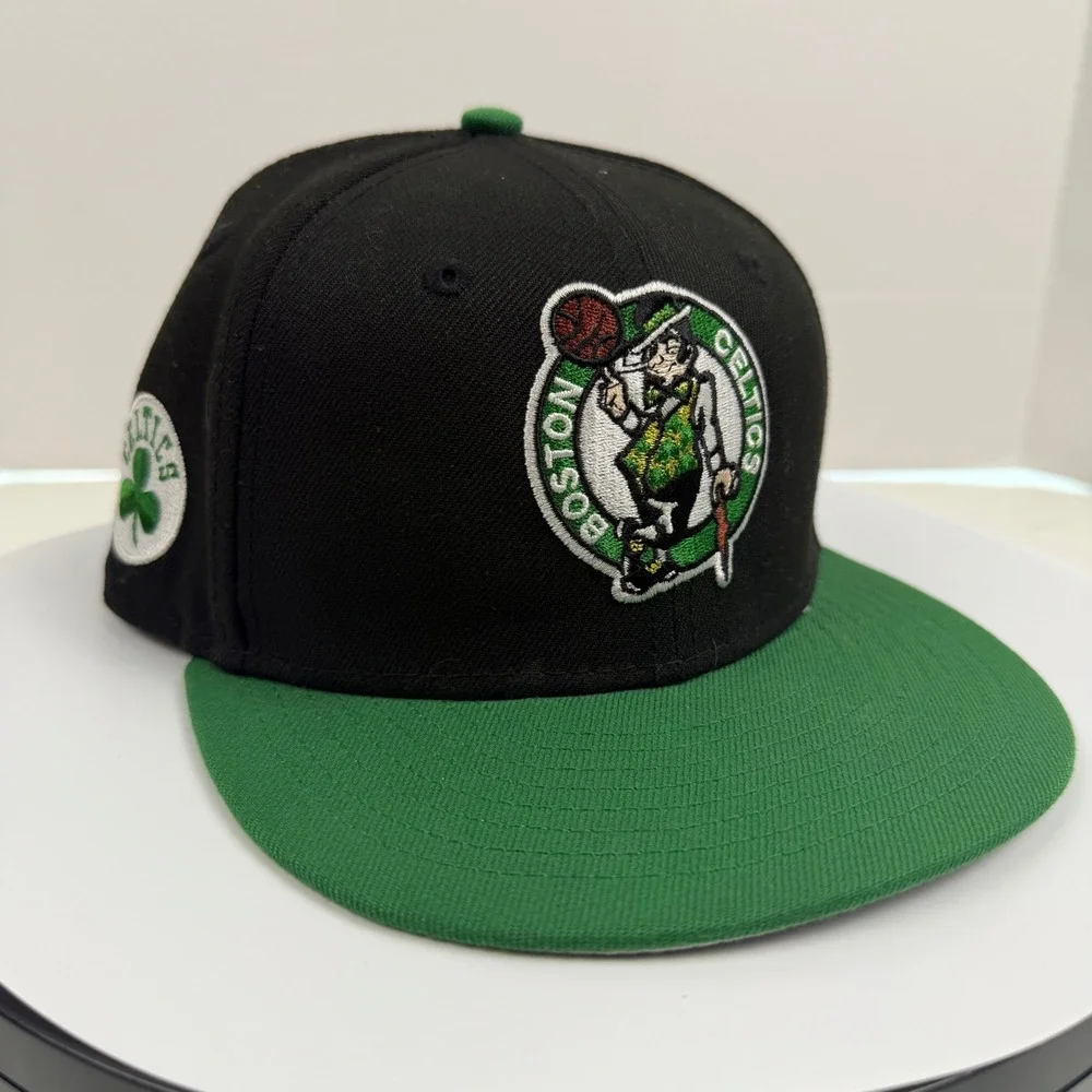 New Era 9FIFTY Boston Celtics Youth Snapback Hat Black Green NBA Cap Logo Patch